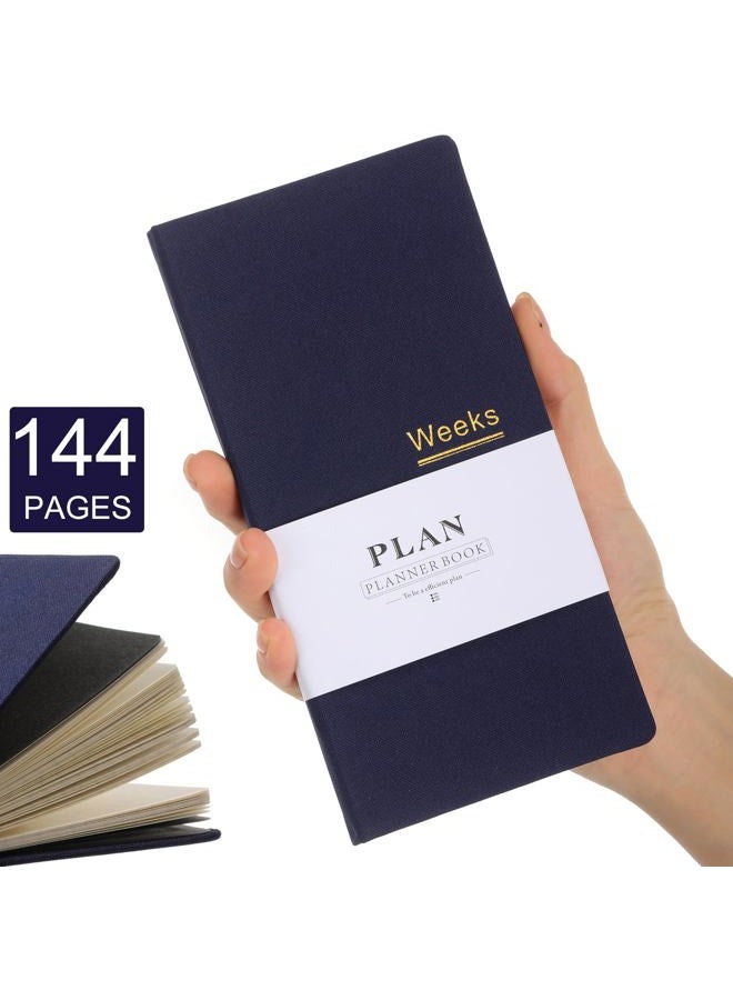Fuyoooo 1 Pcs Weekly Plan Portable Planner Undated Year Month Week Mini Slim Notebook Journal Schedule for Traveler Student Office (Navy Blue) - Image 5