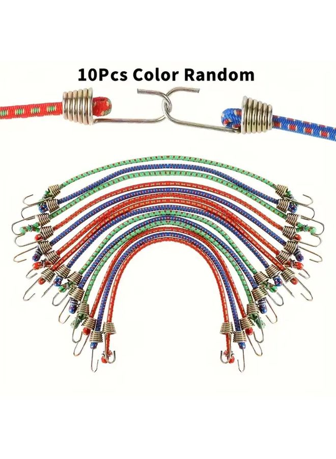 10 قطعة من أربطة الشد المرنة الثقيلة مع خطاطيف معدنية للتخزين في التخييم والدراجات - Image 2