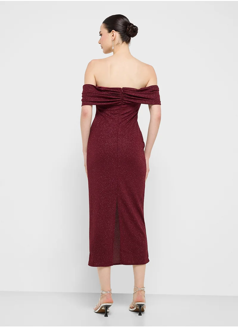 جينجر بوتيك Off-Shoulder Midi Dress