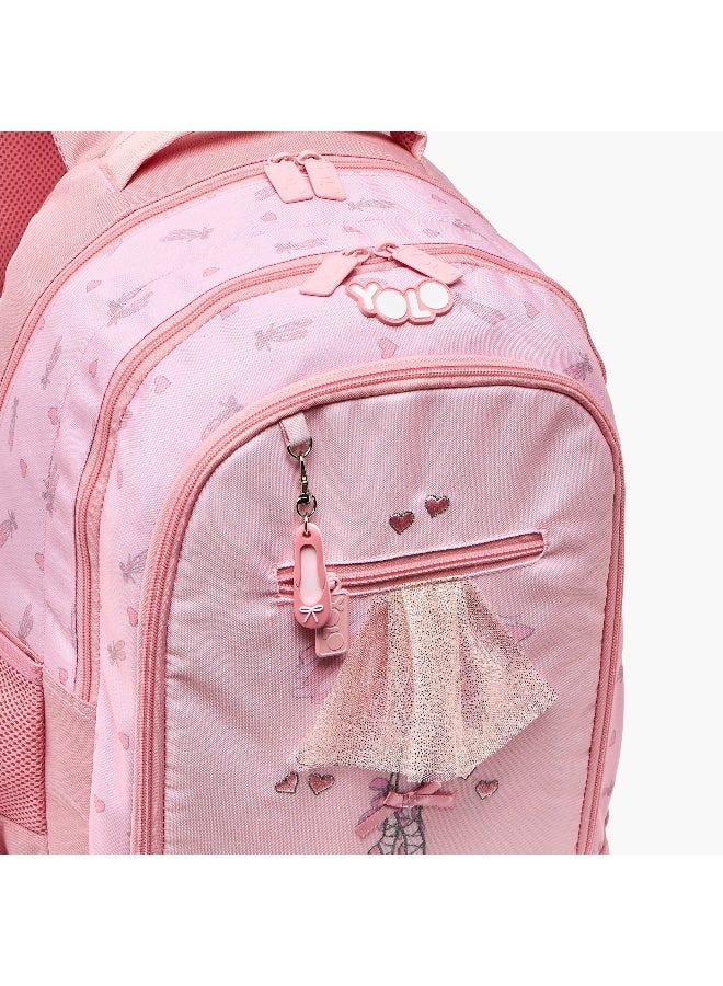 YOLO 17.5 Inches-Backpack-Ballerina-2 Cmprts- (Polyester) Pink \ 31X16X44.45 - Image 4