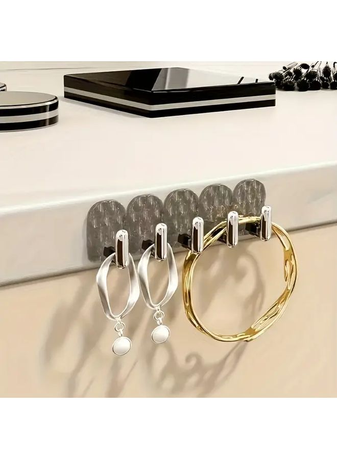 Wall Mounted Jewelry Organizer 20pcs Mixed Color Hooks Adjustable Clear Plastic Holders - Image 4