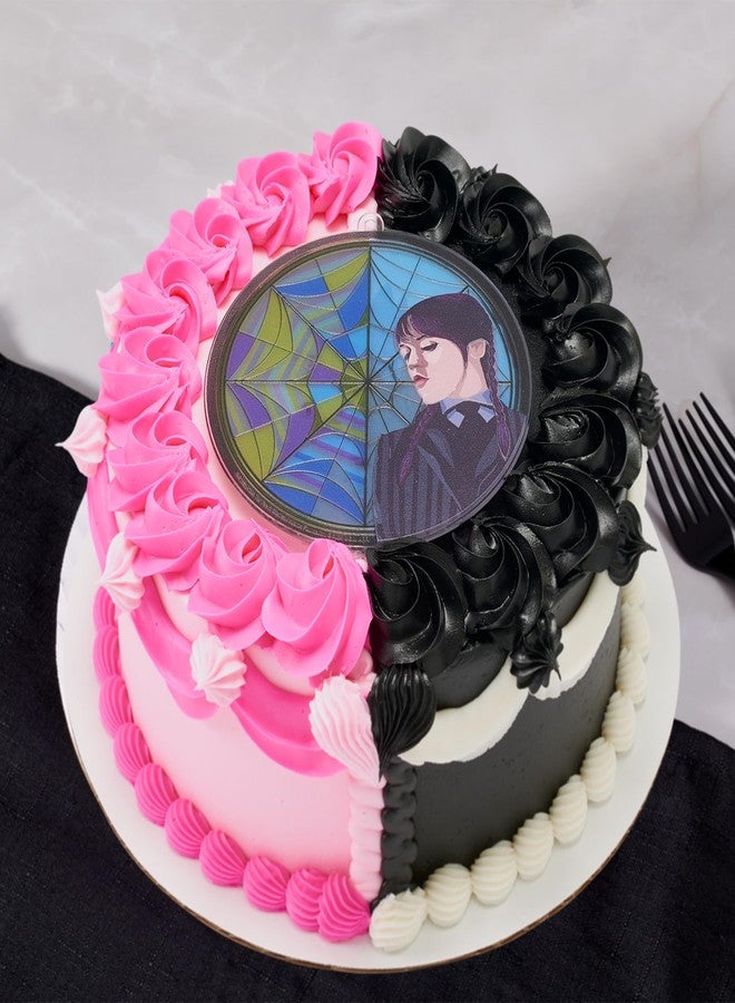 ديكوباك زينة كعكة وينزداي آدامز | زينة كعكة كبيرة بتأثير الزجاج الملون من ديكوباك، جاهزة للاستخدام، 4.8 بوصة، آمنة للاستخدام مع الطعام - Image 4