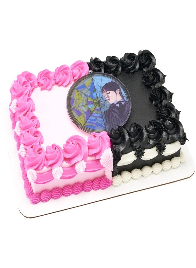 ديكوباك زينة كعكة وينزداي آدامز | زينة كعكة كبيرة بتأثير الزجاج الملون من ديكوباك، جاهزة للاستخدام، 4.8 بوصة، آمنة للاستخدام مع الطعام - Image 1