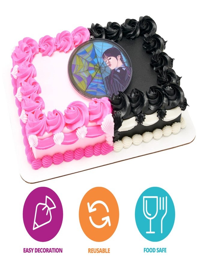 ديكوباك زينة كعكة وينزداي آدامز | زينة كعكة كبيرة بتأثير الزجاج الملون من ديكوباك، جاهزة للاستخدام، 4.8 بوصة، آمنة للاستخدام مع الطعام - Image 2