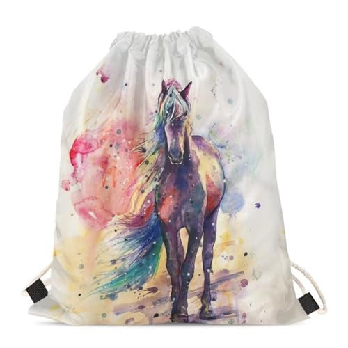 COEQINE Horse Gift Drawstring Bag Casual Backpack Sport Gym Sackpack for Women Men Girls Boys Age 5-15 - Image 4