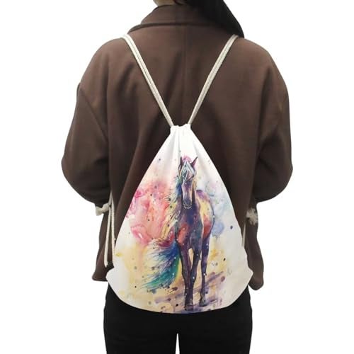 COEQINE Horse Gift Drawstring Bag Casual Backpack Sport Gym Sackpack for Women Men Girls Boys Age 5-15 - Image 3