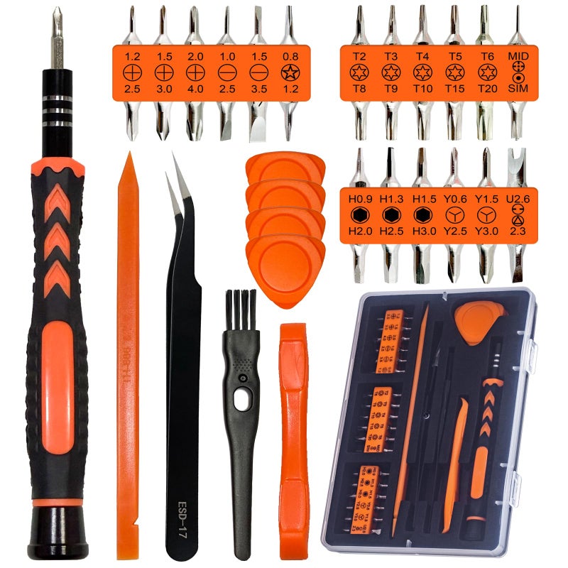 ZOMETUO 45PCS Precision Screwdriver Set With Case, Flathead Phillips Pentalobe Torx Star Small Repair Tool Kit for PC, Laptop, Tablet, Phone, PS5, XBox, Switch, Glasses, Ring Doorbell - Image 1