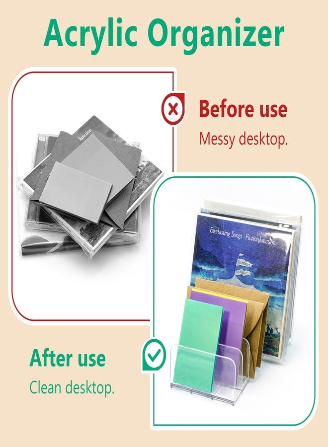 Philbinden 2 Packs Acrylic Mail Organizer Plastic Desk Cash Tray,7 Section Divided Vanity Organize Holder Vertical Letter Sorter for Desktop, Bill, Document, Notebook - Image 3