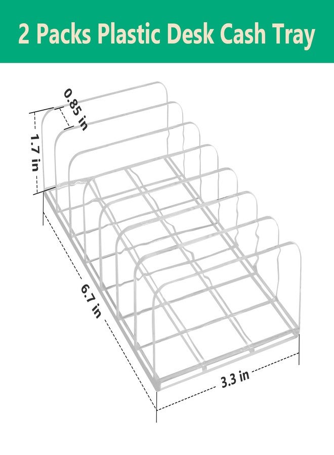 Philbinden 2 Packs Acrylic Mail Organizer Plastic Desk Cash Tray,7 Section Divided Vanity Organize Holder Vertical Letter Sorter for Desktop, Bill, Document, Notebook - Image 2