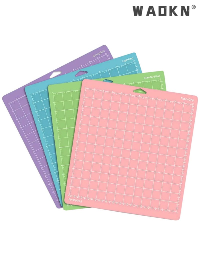 4PCS Cutting Mat, 12 * 12 Inch Replacement Cutting Mat Adhesive Non-Slip Gridded Cutting Mats Compatible with Silhouette Cameo Cricut Cutting Machine Explore Plotter Machine, for Silhouette Cut
