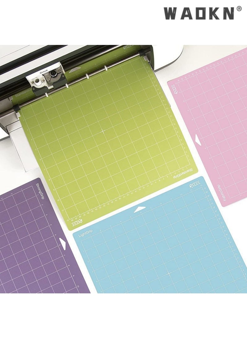 4PCS Cutting Mat, 12 * 12 Inch Replacement Cutting Mat Adhesive Non-Slip Gridded Cutting Mats Compatible with Silhouette Cameo Cricut Cutting Machine Explore Plotter Machine, for Silhouette Cut