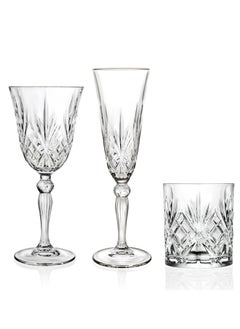 RCR Italian Crystal Tumblers Goblet Flute Stem Glasses Set 18 Pieces  - Image 2