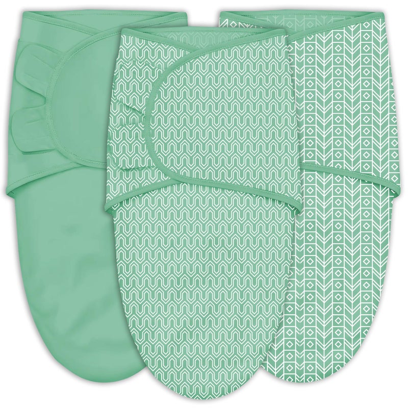 SWEET DOLPHIN 3-Pack Baby Swaddle Sleep Sacks - Newborn Swaddle Blanket with Soft Cotton - Ergonomic Wrap for Boys and Girls, 0-3 Months, Green - Image 1