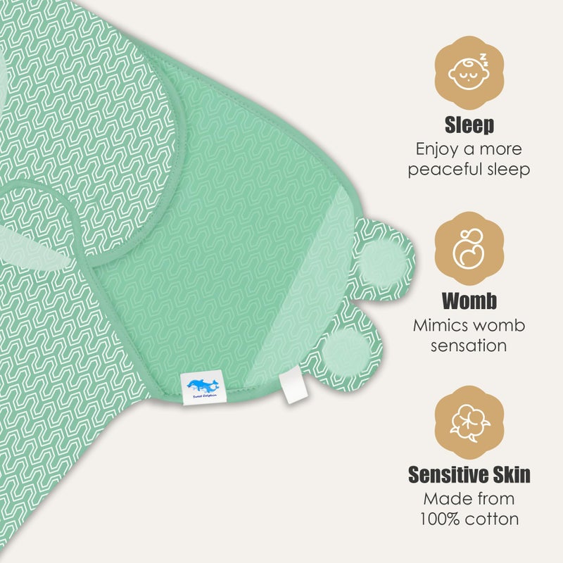 SWEET DOLPHIN 3-Pack Baby Swaddle Sleep Sacks - Newborn Swaddle Blanket with Soft Cotton - Ergonomic Wrap for Boys and Girls, 0-3 Months, Green - Image 5