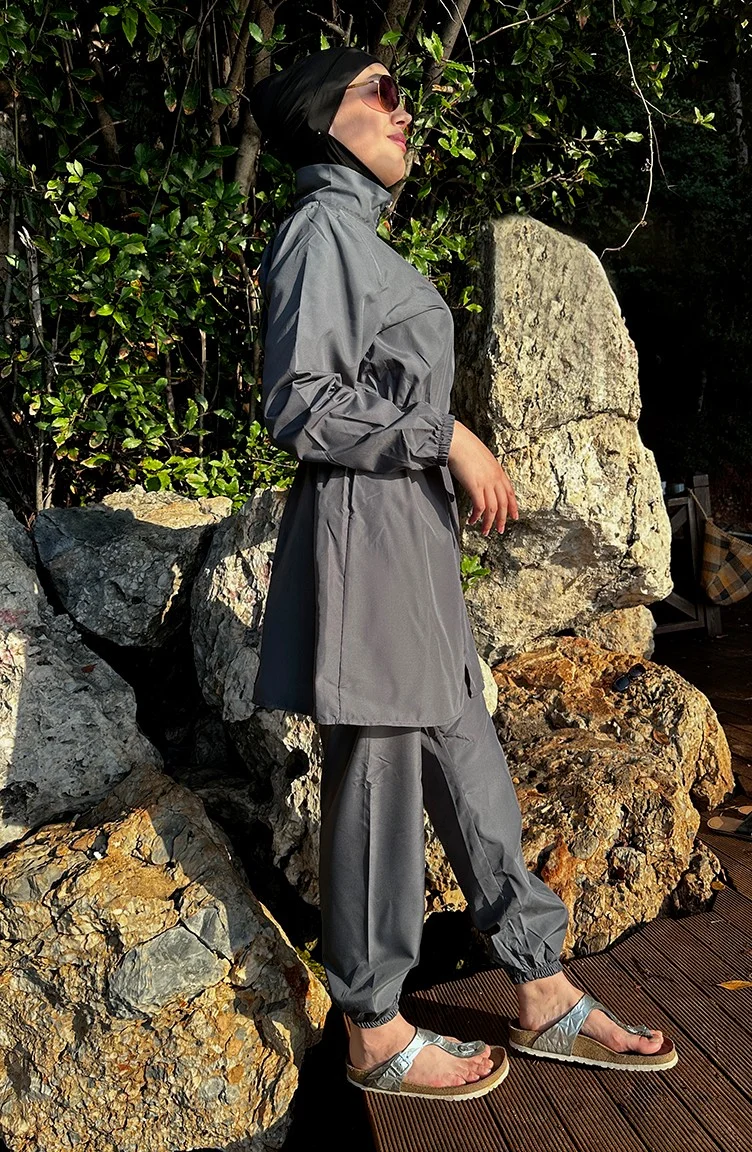 Sefa Merve Hijab Swimsuit with Bag 2038-03 Anthracite