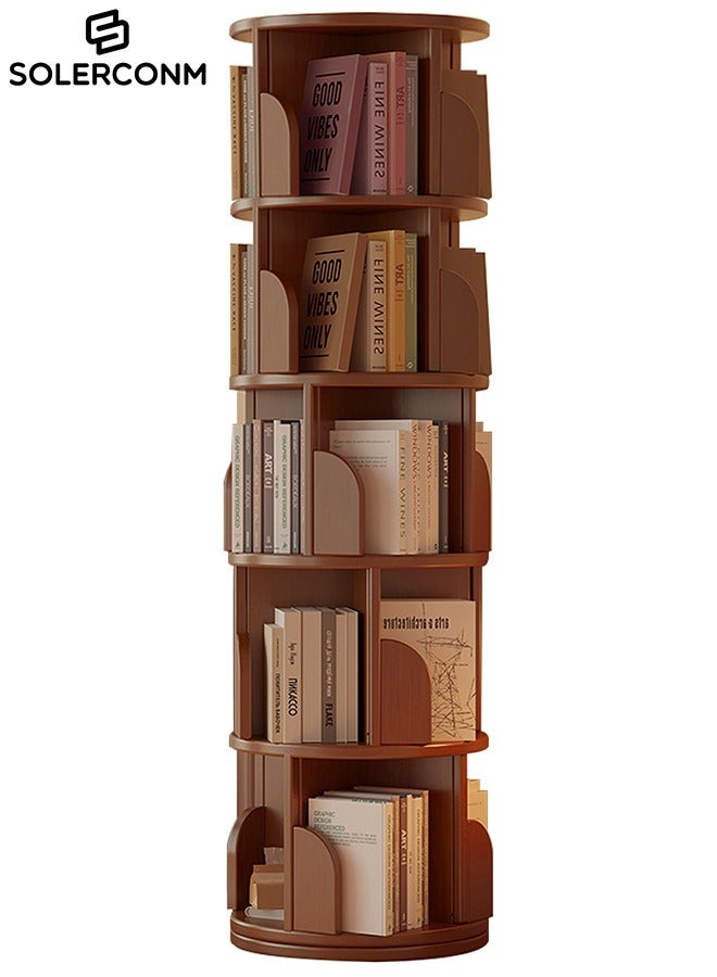 سولاكان رف كتب دوار 360 درجة - خزانة زاوية 5 طوابق، رف عرض خشبي حديث، موفر للمساحة، رف دوار مثالي لغرفة النوم، غرفة المعيشة، غرفة الدراسة، المساحات الصغيرة، المكتب - Image 1