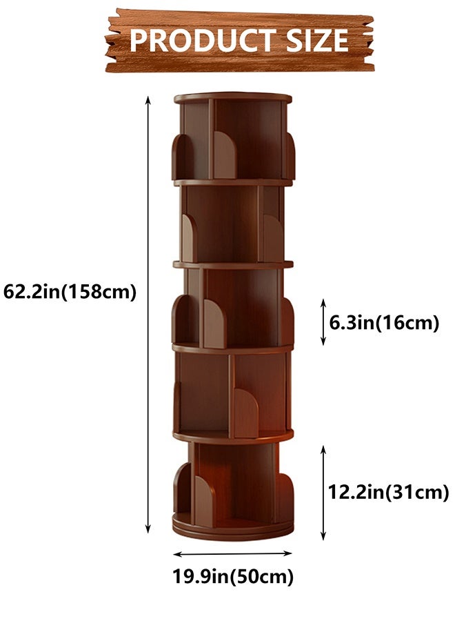 سولاكان رف كتب دوار 360 درجة - خزانة زاوية 5 طوابق، رف عرض خشبي حديث، موفر للمساحة، رف دوار مثالي لغرفة النوم، غرفة المعيشة، غرفة الدراسة، المساحات الصغيرة، المكتب - Image 3