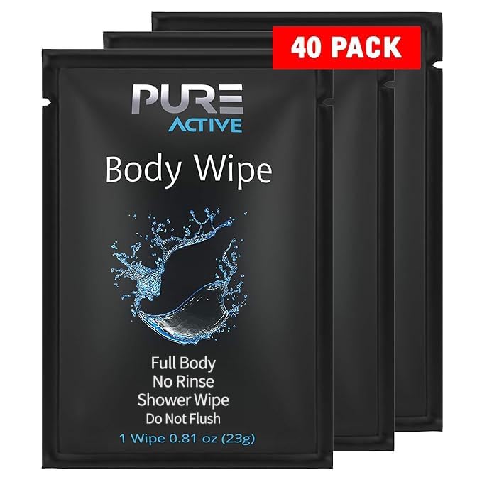 Shower Body Wipes 60 Individually Wrapped Personal Hygiene Body Wipes for Women and Men Keep Clean After Gym Travel Camping Outdoors Sports