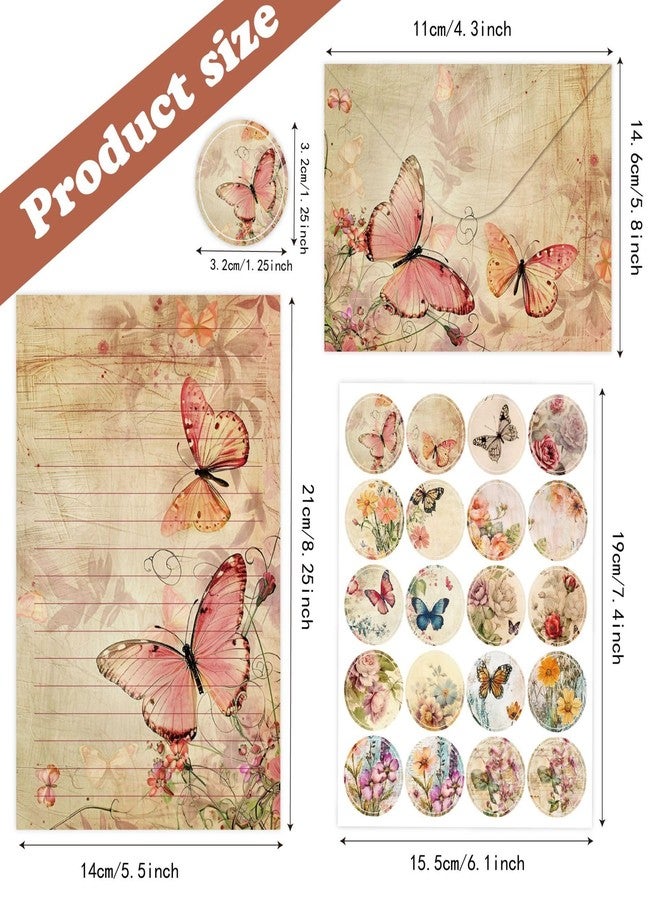 iKammo 160 Packs Stationery Paper Set (50 Single-Sided Stationery Writing Papers 50 Matching Envelopes) 60 Round Dot Stickers, 10 Design Vintage Stationary Sets,5.5 x 8.25 Inch. (Nature) - Image 4