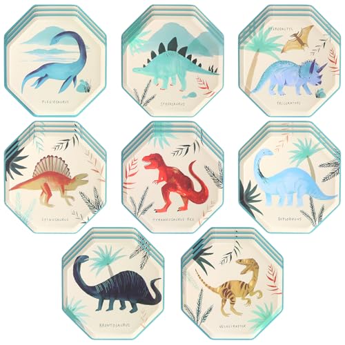 Potchen 24 Pack Dinosaur Paper Plates Dino Plates Dinosaur Birthday Decoration Disposable Dino Themed Birthday Supplies Tableware Decoration for Cake Snack Cookies Dessert 83 Inch - Image 1