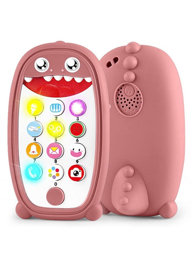 Baby Dinosaur Cell Phone Toy With Removable Soft Teether Case, Lights, Music  Adjustable Volume Kids Play  Learn Phone For Infant  Toddler, Preschool Birthday Gift For Girl Boy 18+ Months (Brown) - Image 2