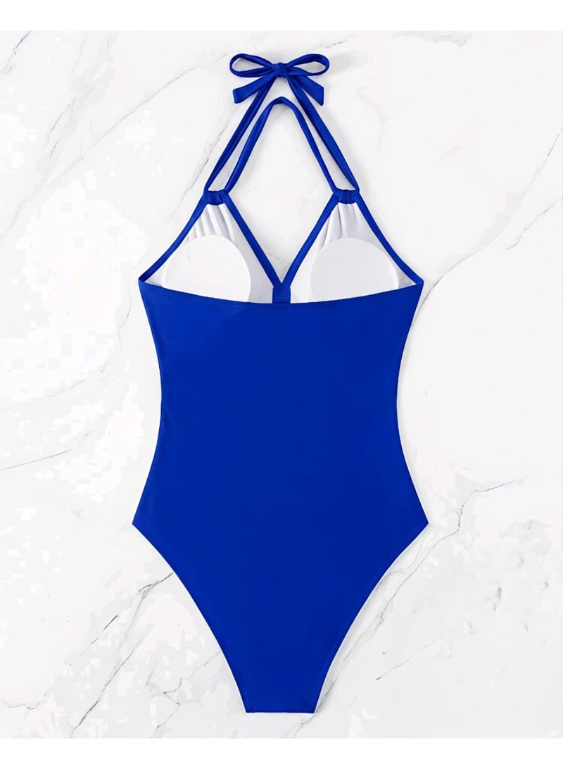 Shein Summer Beach Twist Front Halter One Piece Swimsuit FROM SHEIN - Image 4