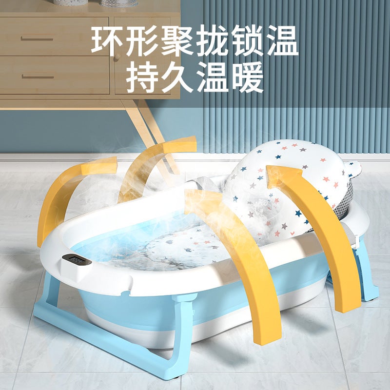 Temperature-Sensitive Baby Bath Tub Household Baby Foldable Bath Tub Sitting And Lying Large Newborn Baby Supplies - Image 4