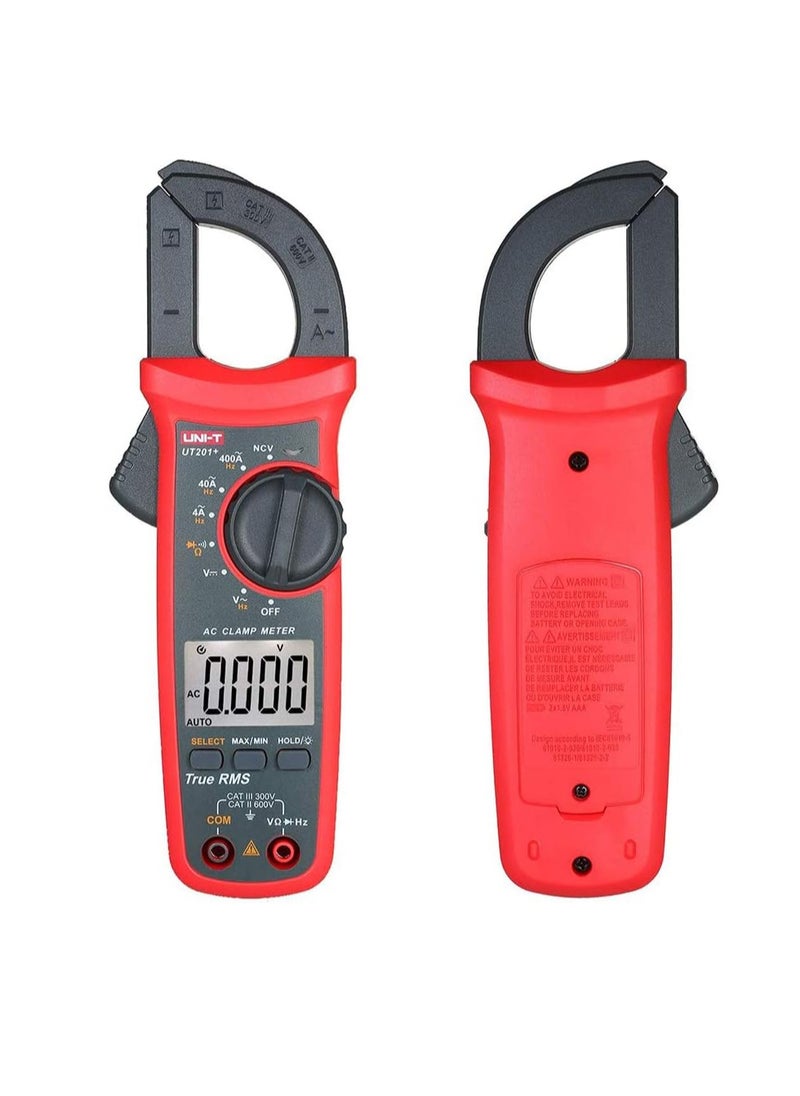 UNI-T - UNI-T UT201 Plus Digital Clamp Meter, AC/DC Current Meter, Voltage and Resistance Measurement, True RMS for Accurate Electrical Readings - Image 1
