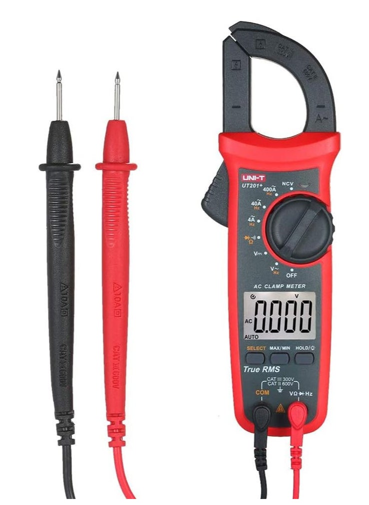 UNI-T - UNI-T UT201 Plus Digital Clamp Meter, AC/DC Current Meter, Voltage and Resistance Measurement, True RMS for Accurate Electrical Readings - Image 1