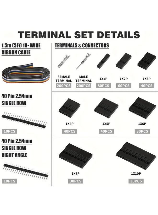 Box SN 58B 1550PCS Dupont Terminals Crimping Tool Kit JST 2 54mm Pitch Connectors Crimper - Image 5