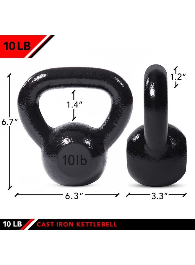 JFIT Kettlebell Weights Cast Iron – 10 Pounds - Ballistic Exercise, Core Strength, Functional Fitness, and Weight Training Set - Free Weight, Equipment, Accessories - Image 2