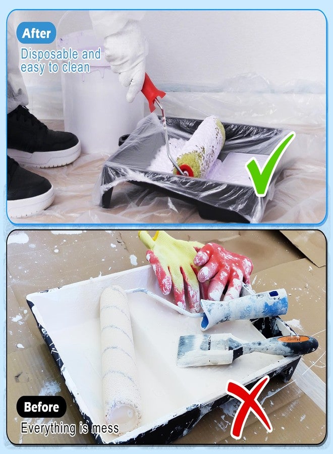 Hysagtek 30 Pcs Paint Tray Liners Disposable 18 Inch Paint Roller Tray Liners Paint Pan Liners Plastic Paint Pan Cover for House Walls Ceilings Painting - Image 3