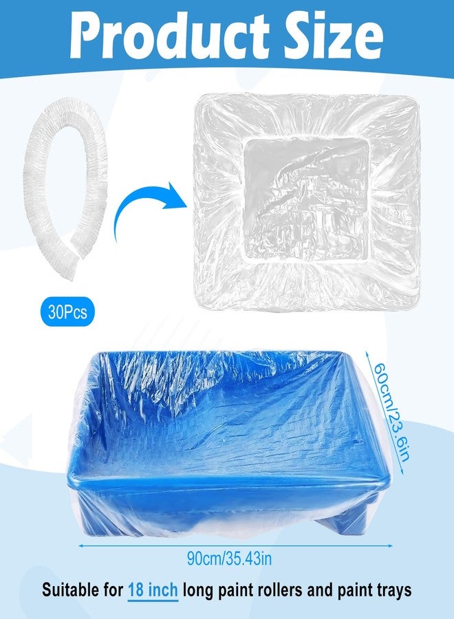 Hysagtek 30 Pcs Paint Tray Liners Disposable 18 Inch Paint Roller Tray Liners Paint Pan Liners Plastic Paint Pan Cover for House Walls Ceilings Painting - Image 2
