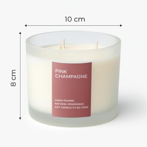 Aura Decor Hand-Poured Soy Wax Candle Gift Set | Frosted Glass | Aromatherapy | Ideal for Corporate Gifting & Home Décor (Set of 1 (3 Wick)) - Image 5