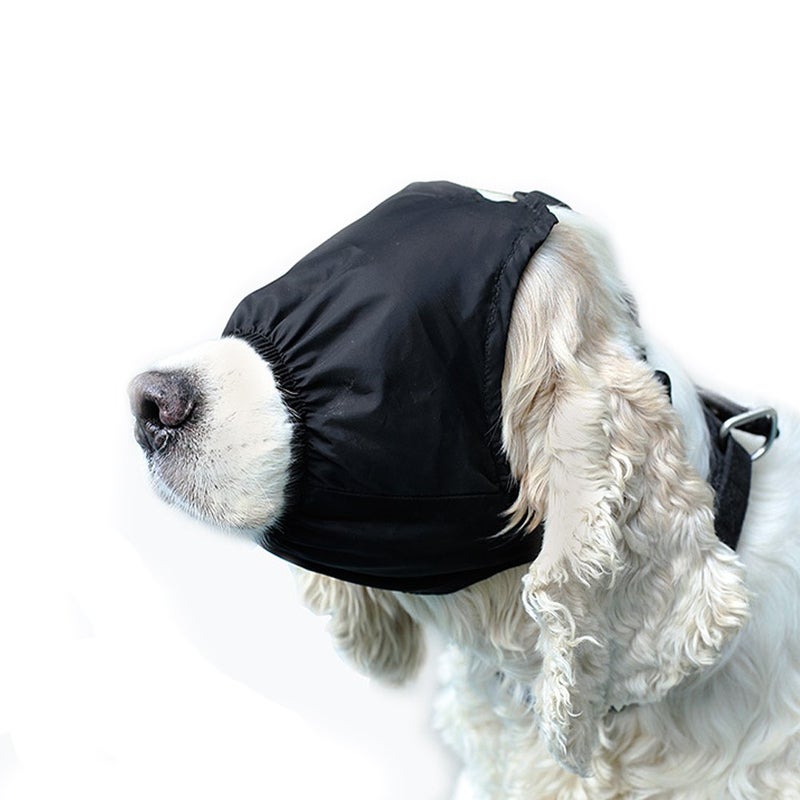 Calming Cap Dog Eye Mask & Blindfold - Doggy Shading Eye Cover, Prevent Barking & Hair Free Pet Head Wrap for Small & Medium Dogs (L)