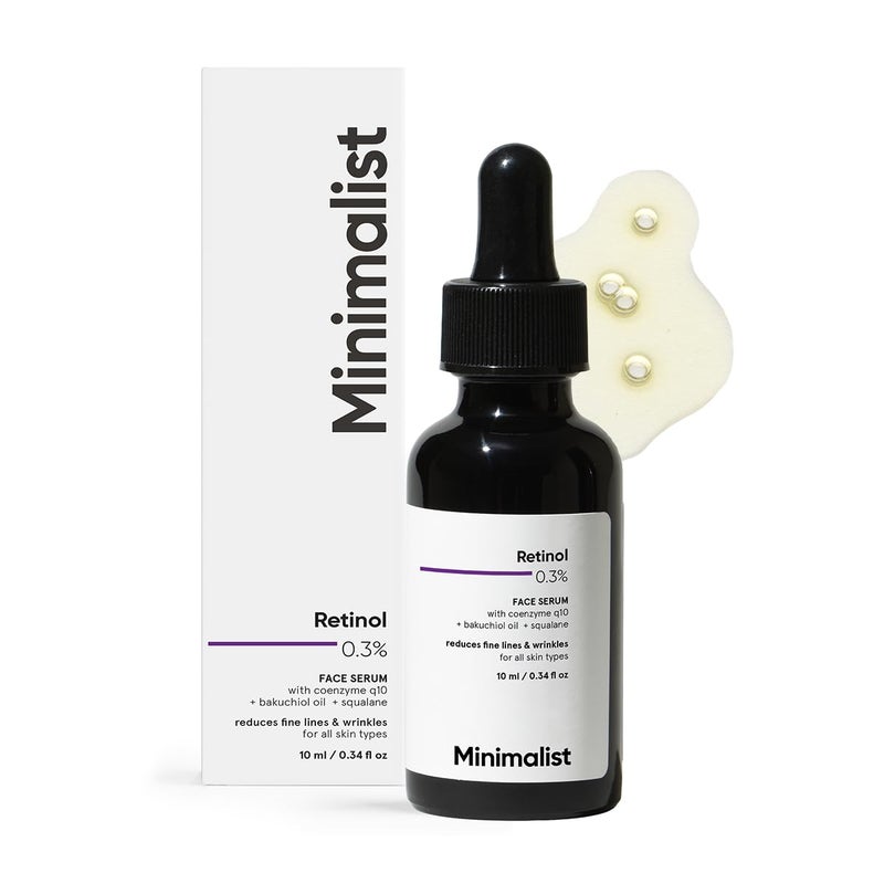 Minimalist 03 Retinol Serum with Bakuchiol Oil For Anti Aging Night Face Serum With Squalane Base Coenzyme Q10 To Reduce Fine Lines Wrinkles For Women Men 1 Fl Oz 30 ml