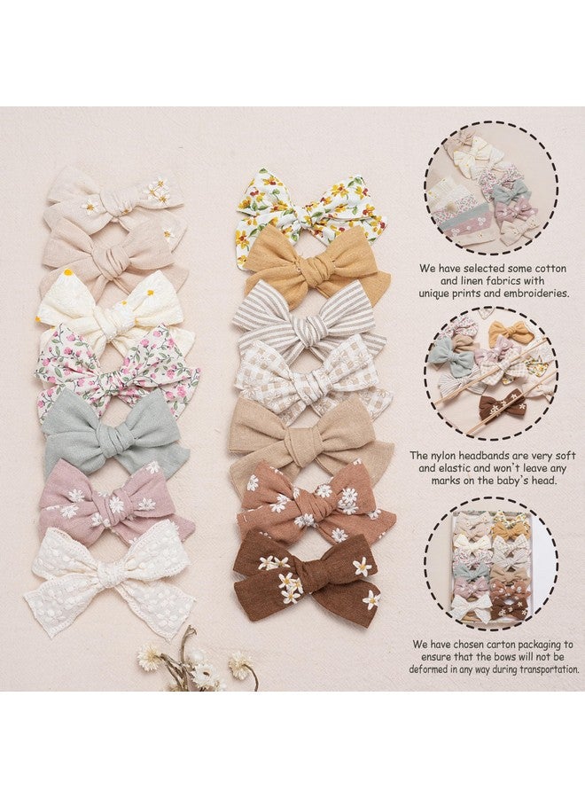 Fancy Clouds Baby Girl Bows and Headbands,14 pcs Stretchy Soft Nylon Hairbands Hair Bows for Newborns, Infants, Toddlers - Handmade Baby Hair Accessories for Girls Gifts - Image 2