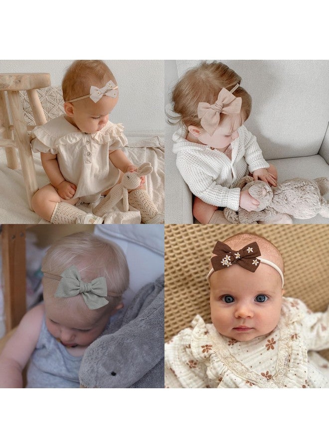 Fancy Clouds Baby Girl Bows and Headbands,14 pcs Stretchy Soft Nylon Hairbands Hair Bows for Newborns, Infants, Toddlers - Handmade Baby Hair Accessories for Girls Gifts - Image 4