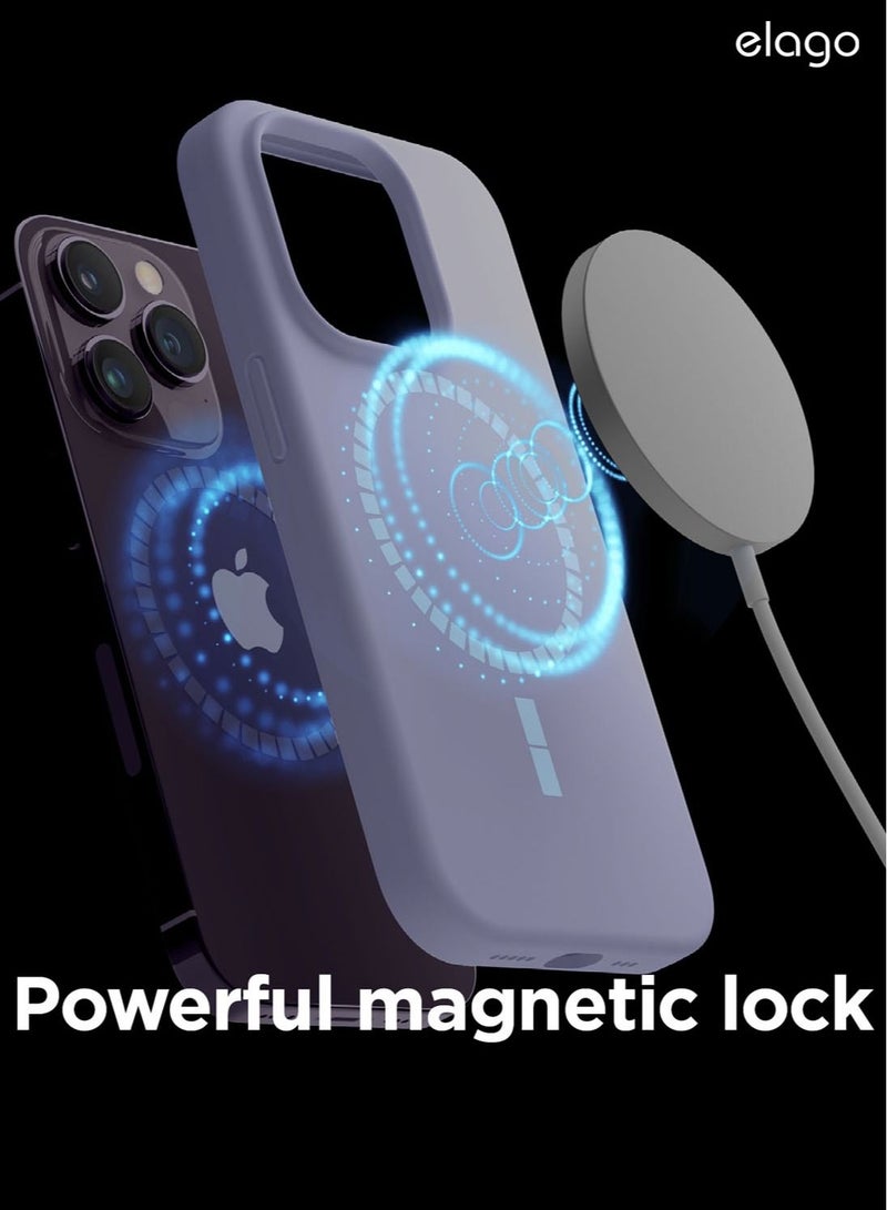 Elago Silicone Shockproof iPhone 14 Pro Case Cover with MagSafe - Purple - Image 3