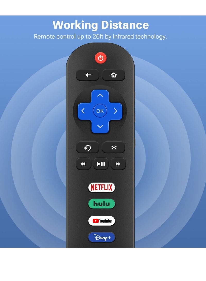 ELTRAZONE Replacement Remote Control for All Roku TVs – Compatible with TCL, Hisense, Sharp, Insignia, Onn, Element, Westinghouse, and Philips Roku Series Smart TVs – Featuring Netflix, Hulu, YouTube, Disney Plus Buttons - Image 4