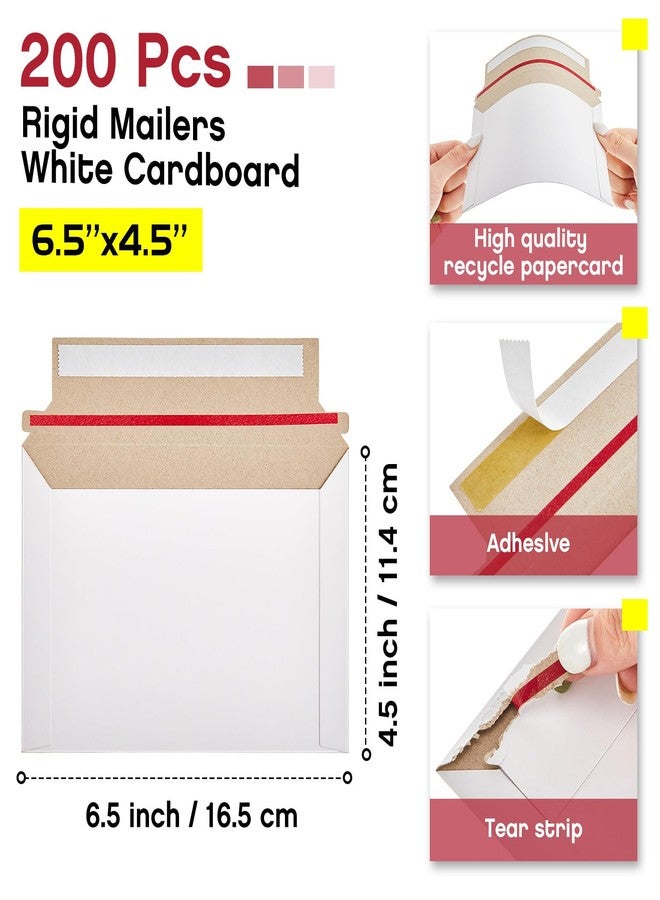 Affrolling 200 Pcs Rigid Mailers White Cardboard Envelopes Photo Mailers Vinyl Records Mailers Document Mailers Cardboard Shipping Envelopes for Cd, Photos, Document (6.5 x 4.5 Inch) - Image 2