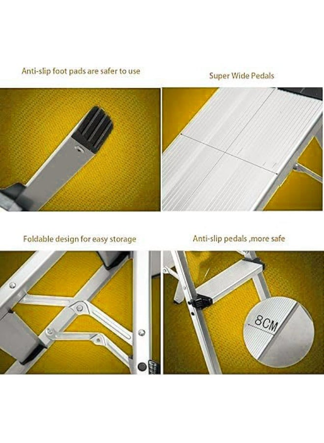 TORONTO 4-Step Aluminum Folding Step Ladder – Heavy Duty 220 kg Load Capacity – Anti-Slip Pedals, Safety Lock – Portable and Lightweight Ladder for Kitchen, Office, Home, Garage – Indoor & Outdoor Use  - Image 4
