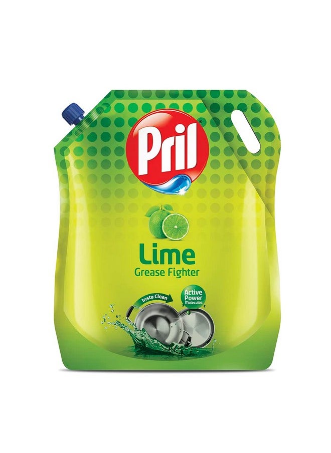 Pril - Lime Liquid Dishwash Gel - 2 Litre Pouch | Dish Cleaning Liquid Gel With German Technology - Active Power Molecules Leaves No Residue, Grease Cleaner For All Types Of Utensils - Image 1