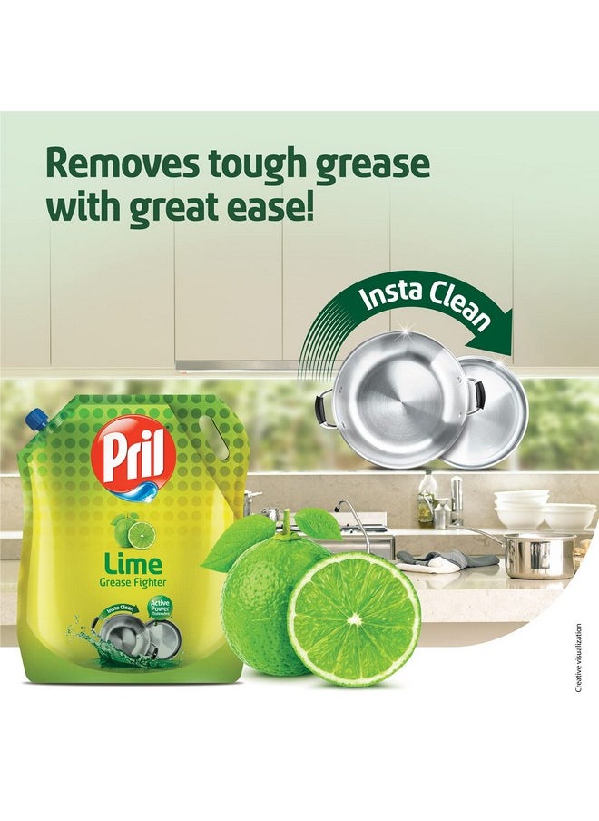 Pril - Lime Liquid Dishwash Gel - 2 Litre Pouch | Dish Cleaning Liquid Gel With German Technology - Active Power Molecules Leaves No Residue, Grease Cleaner For All Types Of Utensils - Image 1