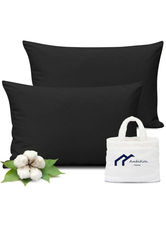 Ambition Home Toddler Pillowcase 14X20 Inches Black Solid Zipper Closure Set Of 2 Travel Pillow Cover 500 Thread Count 100% Soft Egyptian Cotton Decorative Breathable And Friendly To Baby'S Sensitive Skin - Image 4