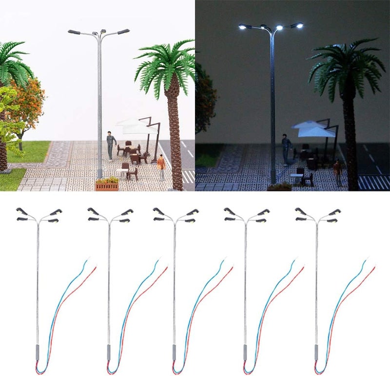 كلاراكو غير متوفر، 5 مصابيح إضاءة شوارع لقطارات نموذجية بمقياس HO وOO، أبيض، 1:100 - Image 4