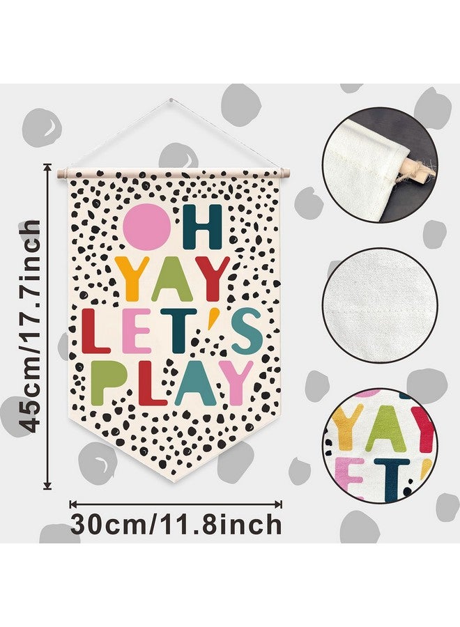 Barri Design Kids Wall Banner Let's Play Wall Hanging Pennant Poster Playroom Wall Decor Educational Flag Colorful Inspirational Canvas Wall Sign Decor Gift for Kids Boys Girls Classroom School Decor - Image 5