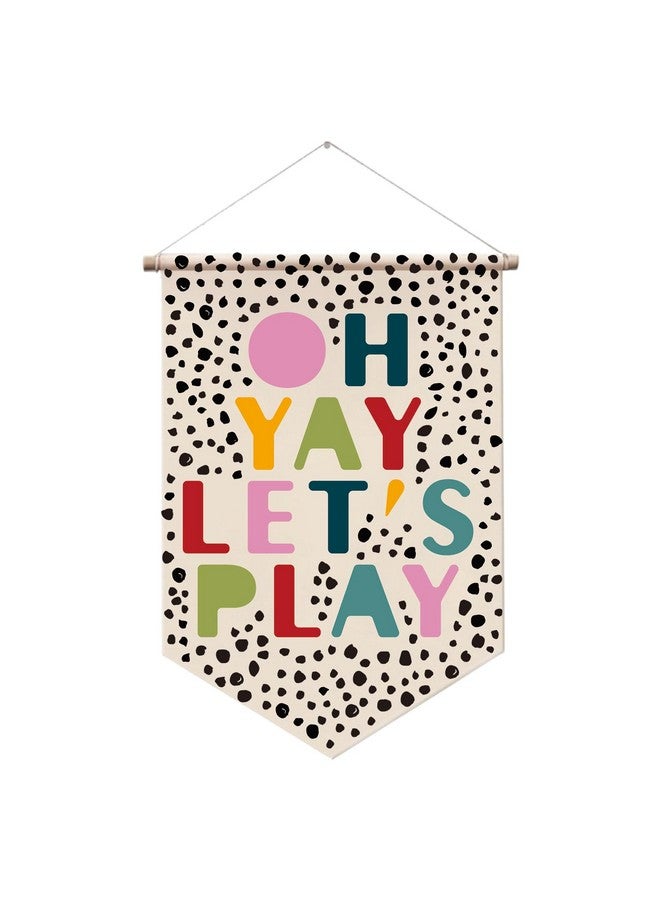 Barri Design Kids Wall Banner Let's Play Wall Hanging Pennant Poster Playroom Wall Decor Educational Flag Colorful Inspirational Canvas Wall Sign Decor Gift for Kids Boys Girls Classroom School Decor - Image 1
