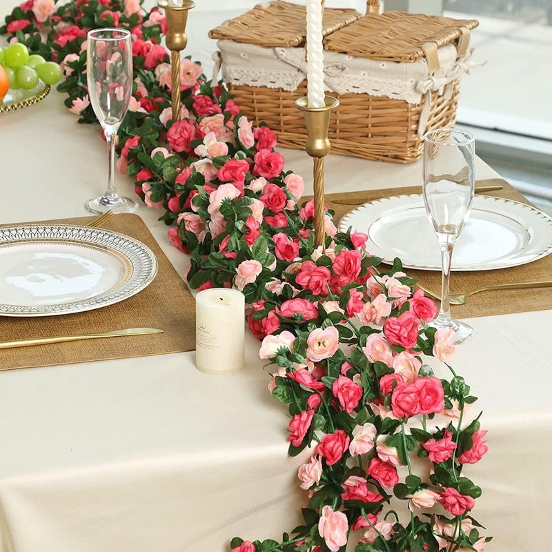 WEISPARK Black Roses Artificial Flowers - 4pcs 8.2 FT Fake Rose Vine Flower Plants Hanging Rose Ivy for Home Hotel Office Wedding Party Garden Craft Art Décor - Image 2