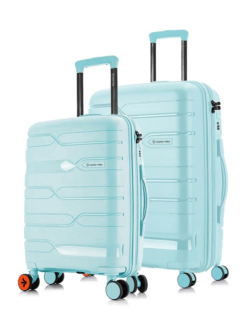 nasher miles Nasher Miles Paris Hard-Sided Polypropylene Luggage Set of 2 | 65cm & 75cm | 8 Wheels Medium & Large Trolley Bag for Travel | Suitcase (Pastel Green)  - Image 1